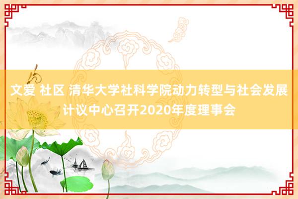 文爱 社区 清华大学社科学院动力转型与社会发展计议中心召开2020年度理事会