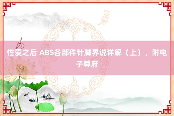 性爱之后 ABS各部件针脚界说详解（上），附电子尊府