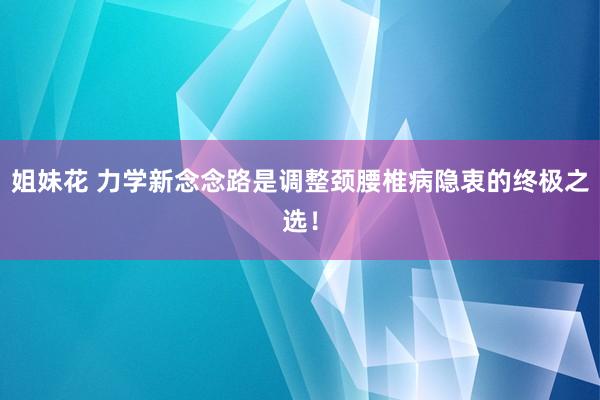 姐妹花 力学新念念路是调整颈腰椎病隐衷的终极之选！
